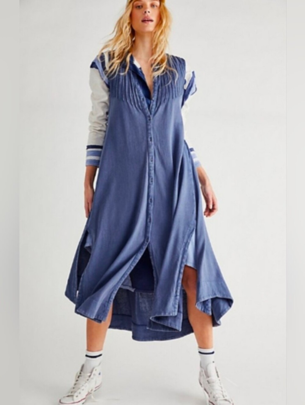 Free People Pintucked Knit Dress size large